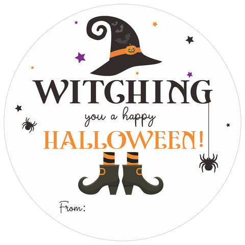 jijAcraft 60Pcs Halloween Stickers - 2Inch Round Witching You a Happy Halloween Trick or Treat Name Labels Stickers for Envelopes, Goodie Bags, Gift Wrapping