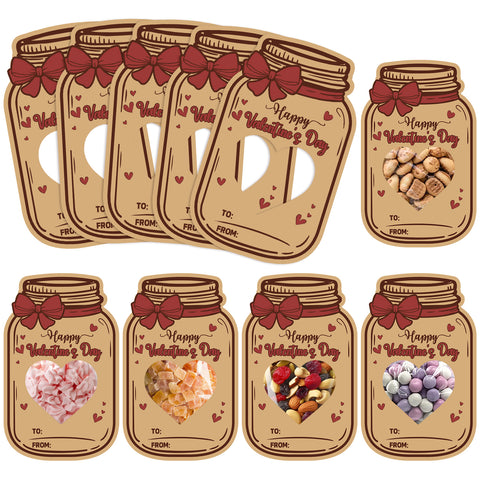 jijAcraft 50Pcs Valentines Day Cards for Kids - Happy Valentine's Day Crads Bulk with 50Pcs Treat Bags, DIY Candy Bag Exchange Gift for Classroom Party Favors, Boys Girls Toddler(Candy Not Included)