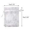 100 PCS 2.7'' x 3.5'' Snow Flakes Organza Wedding Gift Bags, Drawstring Jewelry Pouch Bags Silver White Snow Sheer Party Favor Bags - JijaCraft