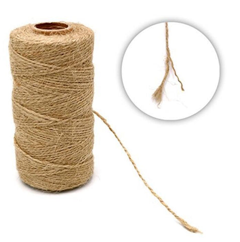 100M Natural Jute Twine,2 Ply Arts and Crafts Jute Rope,328 Feet Packing String,Durable Twine for Gardening (1PCS) - JijaCraft