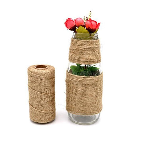 100M Natural Jute Twine,2 Ply Arts and Crafts Jute Rope,328 Feet Packing String,Durable Twine for Gardening (1PCS) - JijaCraft