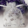 100 PCS 2.7'' x 3.5'' Snow Flakes Organza Wedding Gift Bags, Drawstring Jewelry Pouch Bags Silver White Snow Sheer Party Favor Bags - JijaCraft