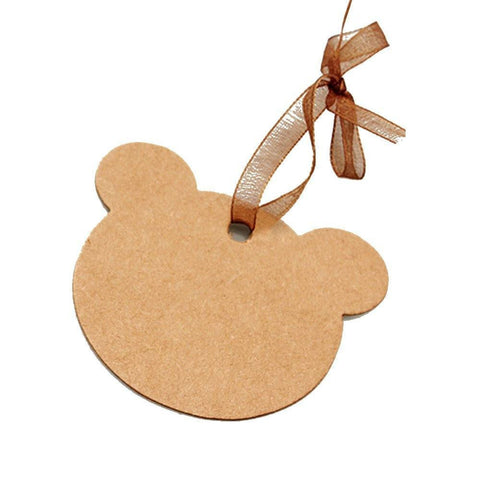 100 PCS Kraft Gift Tags Bear Shaped Brown Favor Tags with 100 Feet Jute Twine - JijaCraft