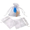 100 PCS 2.7'' x 3.5'' Snow Flakes Organza Wedding Gift Bags, Drawstring Jewelry Pouch Bags Silver White Snow Sheer Party Favor Bags - JijaCraft