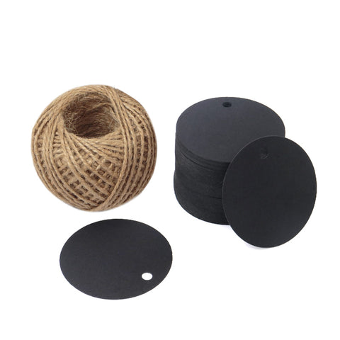 Kraft Paper Gift Tag with 100 Feet Jute Twine, Round Shaped 5.5 cm Blank Hang Tags for Craft Projects, Xmas Gifts - JijaCraft