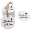 100 PCS Brown Kraft Hang Tags 'Handmade with love' Printed Tags with 100 Feet Jute Twine - JijaCraft