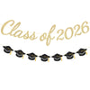 jijAcraft Class of 2026 Graduation Decorations, Glitter Pre-Strung Graduation Cap Banner, Congrats Grad 2026 for College High School Graduate Party Decorations, Home, School Photo Backdrop Celebrating