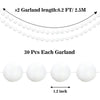 jijAcraft Pre-Assemble Christmas Felt Ball Garland 2 Packs White Pom Pom Hanging Garland, Cute Winter Wonderland Snow Ornaments Ball for Holiday Xmas Christmas Tree Decoration (White)