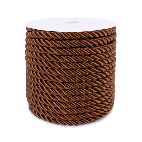 jijAcraft 5mm 21Yards Brown Rope Cord - 3Ply Twisted Decorative Cord, Polyester Craft Cords for Clothes Decor, Graduation, Toga Party - JiJaCraft.com