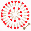 jijAcraft Clothespins with String - 50Pcs Mini Wooden Clothes Pins with Heart, Red Heart Clips, 1.4Inch Small Photo Craft Clip for Baby Shower, Wedding, Birthday