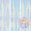 jijAcraft 3 Pack Iridescent Tinsel Foil Fringe Curtain, Holographic Party Photo Backdrop for Mermaid Party Birthday Graduation Engagement Bridal Shower Bachelorette New Year Baby Shower Party Decor