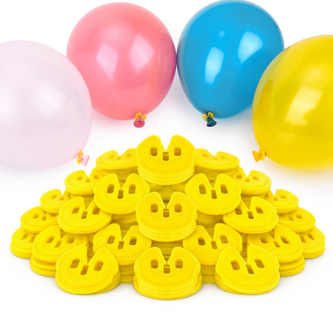 jijAcraft Yellow Ballon Clips 100PCS,Tie-Free Balloon Clips for 18-36 Inch Latex Balloons, Easy No Knot Balloon Closure Fasteners for Birthday, Wedding & Party Baby Shower Balloons Arch Decor Supplies