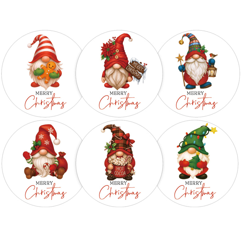 jijAcraft 120Pcs Merry Christmas Stickers – Gnome Christmas Gift Stickers, 2Inch Holiday Envelope Seals, Waterproof Paper Labels for Gift Wrapping, Party Favors, Dessert Packaging, Small Business