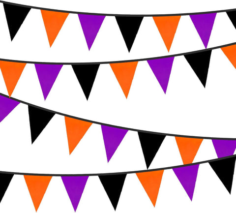 jijAcraft Orange Black Purple Halloween Pennant Banner - 39Ft Halloween Party Decoration Fabric Triangle Bunting Garland for Window, Fireplace, Table(42Pcs)