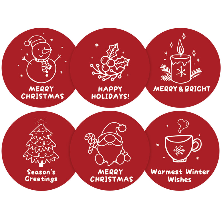 jijAcraft 120Pcs Christmas Gift Stickers - Red Merry Christmas Stickers, 2Inch Happy Holiday Envelope Seals for Gift Wrapping, Cookie Bags, Xmas Party Supplies, Small Business Packaging