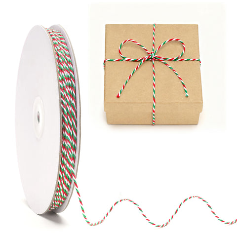 jijAcraft 2MM Red Green White Cotton String - 328Ft Christmas Gift Wrapping String, Butcher Cooking Bakers Twine, Holiday Crafts Twine for Party Favors, Gift Tags, Christmas Tree Decor