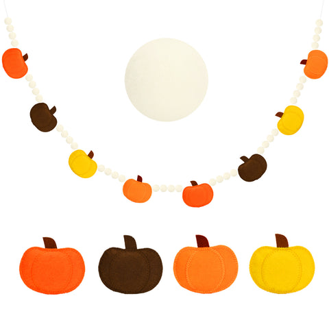 jijAcraft Pumpkin Garland Fall Decorations – Pre-Strung Pumpkin Banner Decor, Fall Felt Garland, Thanksgiving Decorations for Party, Mantle Decor,Doorway, Porch, Autumn Home Decor