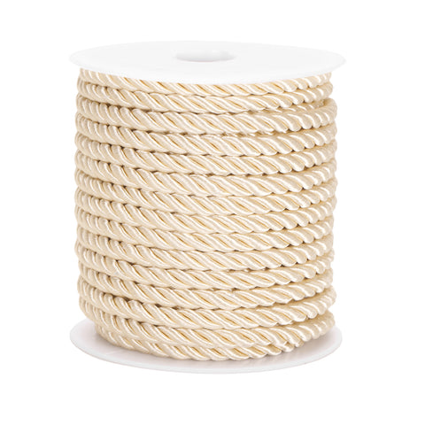 jijAcraft 5mm 21Yards Light Gold Rope Cord - 3Ply Twisted Decorative Cord, Polyester Craft Cords for Clothes Decor, Graduation, Toga Party - JiJaCraft.com