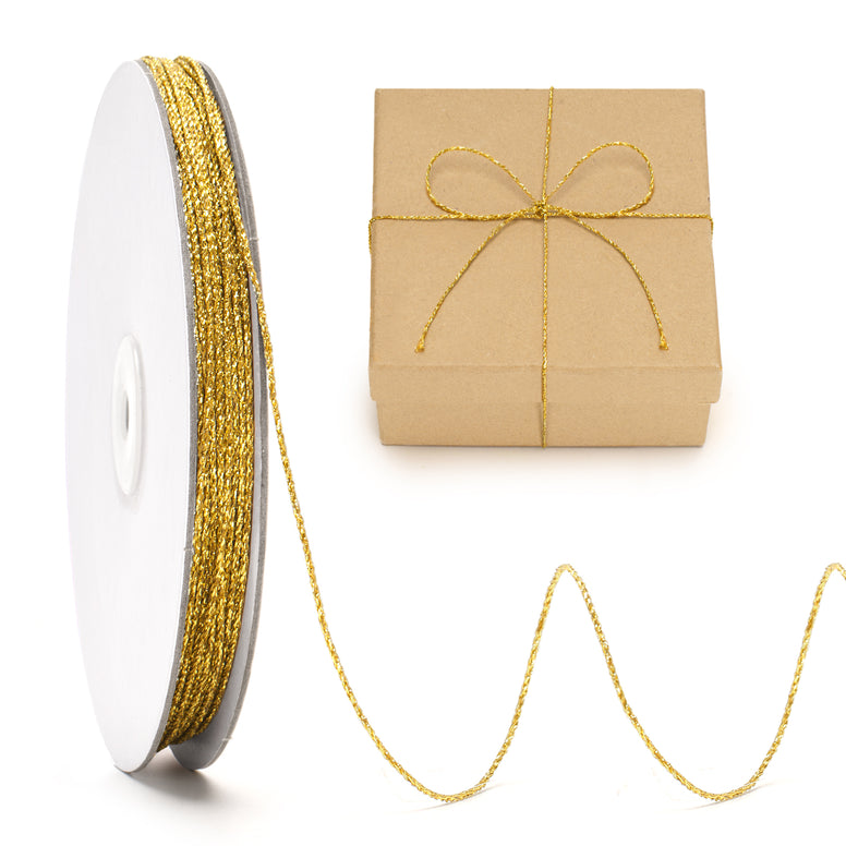 jijAcraft 110Yards Decorative Metallic String - 1.5MM Gold Gift Wrapping String, Glitter Craft Cord for Christmas Decor, DIY Craft, Party Favors - JiJaCraft.com