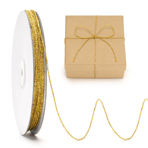 jijAcraft 110Yards Decorative Metallic String - 1.5MM Gold Gift Wrapping String, Glitter Craft Cord for Christmas Decor, DIY Craft, Party Favors