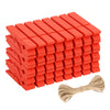 jijAcraft 50Pcs Orange Clothespins - 2.9Inch Large Clothes Pins with Twine, Photo Display Hanging Clips, Wooden Craft Clips for Fall Party, Birthday, Baby Shower, Wedding