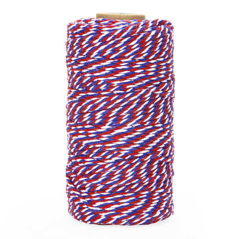 jijAcraft Red White and Blue String, 2MM Cotton Twine, 328Ft Bakers Twine, Wrapping String, Decoration Cotton Strings for 4th of July, Memorial Day, Veteran's Day