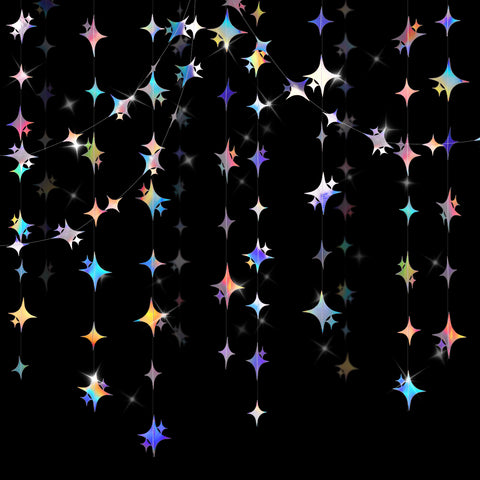jijAcraft Glitter Iridescent Four-Angle Star Garland Decorations Hanging Garands Banner Backdrop, Star Party Decor for Birthday Baby Shower Wedding Kids Room Ramadan EID Graduation Decor (39 Feet)