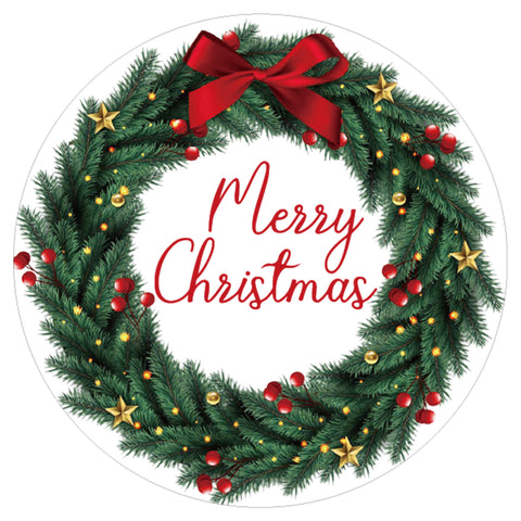 jijAcraft 120Pcs Christmas Stickers – 2 Inch Round Merry Christmas Gift Stickers, Waterproof Self Adhesive Wreath Holiday Labels for Gift Wrapping, Party Favors, Dessert Packaging, Small Business