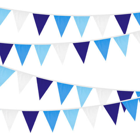 jijAcraft 39Ft Blue Party Banner, 42Pcs Cotton Triangle Flags, Boy Baby Shower Bunting, Nautical Theme Decor Pennant, Royal Blue Party Decoration Banner for Graduation, Birthday, Wedding