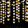 jijAcraft Glitter Champagne Gold Heart Garland - 52Ft Engagement Party Decoration Banner, 4Pack Bachelorette Hanging Paper Streamers, Gold and White Party Decor for Wedding, Birthday, Bridal Shower