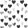jijAcraft Black and White Bachelorette Party Decorations, Heart Garland Black and Silver Birthday Decorations, Heart Streamers Decor for Anniversary, Wedding, Graduation, Engagement, Boy Birthday - JiJaCraft.com