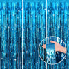 jijAcraft 3 Pack Metallic Blue Tinsel Foil Fringe Curtain, Party Photo Backdrop, Lake Blue Streamers for Ocean Themed Mermaid Under the Sea Party Boy Birthday Baby Shower Graduation Decorations