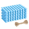 jijAcraft 50Pcs Baby Blue Clothespins - 2.9Inch Large Clothes Pins with Twine, Photo Display Hanging Clips, Wooden Craft Clips for Birthday, Baby Shower, Wedding
