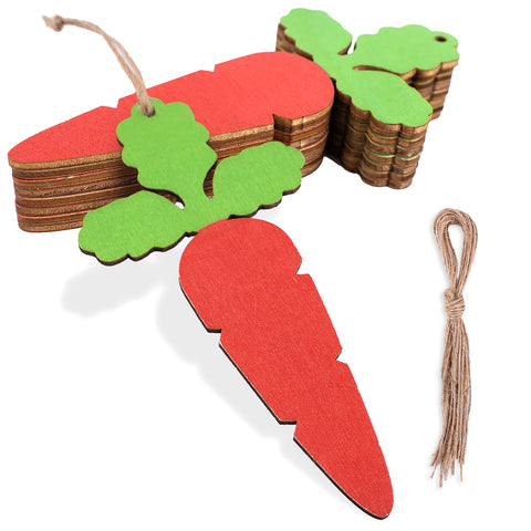 jijAcraft Wooden Easter Tags with String - 18Pcs Carrot Gift Tags, 4.7 x 2.3 Inch Writable Easter Basket Tag, Wooden Name Labels for Party Favors, Gift Wrapping, DIY Crafts - JiJaCraft.com