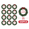jijAcraft 120Pcs Christmas Stickers – 2 Inch Round Merry Christmas Gift Stickers, Waterproof Self Adhesive Wreath Holiday Labels for Gift Wrapping, Party Favors, Dessert Packaging, Small Business