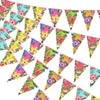 jijAcraft 4 Pack Hawaiian Bunting Banners - Pre-strung Tropical Flowers Triangle Pennant Banner with Flamingo, Floral Luau Party Decor for Hawaiian Tropical Pool Summer Tiki Beach Photo Backdrop Party