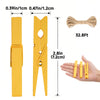 jijAcraft 50Pcs Yellow Clothespins - 2.9Inch Large Clothes Pins with Twine, Photo Display Hanging Clips, Wooden Craft Clips for Fall Party, Birthday, Baby Shower, Wedding