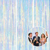 jijAcraft 3 Pack Iridescent Tinsel Foil Fringe Curtain, Holographic Party Photo Backdrop for Mermaid Party Birthday Graduation Engagement Bridal Shower Bachelorette New Year Baby Shower Party Decor