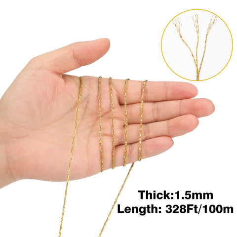 jijAcraft 110Yards Decorative Metallic String - 1.5MM Gold Gift Wrapping String, Glitter Craft Cord for Christmas Decor, DIY Craft, Party Favors