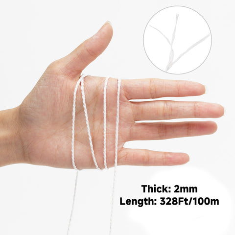 jijAcraft 328Ft Cotton String - 2MM White Butcher Cooking Bakers Twine, Food Safe Kitchen Twine, Craft String for Gift Wrapping, Macrame Decor, Gardening