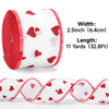 jijAcraft Valentine Heart Ribbon Wired Edge - 1-1/2 Inch x 11 Yards Fabric Red Ribbon with Glitter Heart, Happy Valentines Day Ribbons for Gift Wrapping, Party Favors, Bouquet