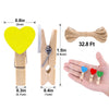 jijAcraft Clothespins with String - 50Pcs Mini Wooden Clothes Pins with Heart, 10Colors Heart Clips, 1.4Inch Small Photo Craft Clip for Baby Shower, Wedding, Birthday