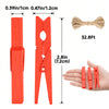 jijAcraft 50Pcs Orange Clothespins - 2.9Inch Large Clothes Pins with Twine, Photo Display Hanging Clips, Wooden Craft Clips for Fall Party, Birthday, Baby Shower, Wedding