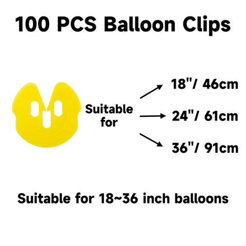jijAcraft Yellow Ballon Clips 100PCS,Tie-Free Balloon Clips for 18-36 Inch Latex Balloons, Easy No Knot Balloon Closure Fasteners for Birthday, Wedding & Party Baby Shower Balloons Arch Decor Supplies