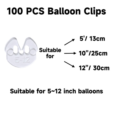 jijAcraft Transparent Balloon Clips 100PCS, Tie-Free Balloon Clips for 5-12 Inch Latex Balloons, Easy No Knot Balloon Closure Fasteners for Birthday, Wedding & Party Balloons Arch Decor Supplies