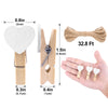 jijAcraft Clothespins with String - 50Pcs Mini Wooden Clothes Pins with Heart, White Heart Clips, 1.4Inch Small Photo Craft Clip for Baby Shower, Wedding, Birthday