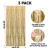 jijAcraft 3 Pack Champagne Gold Tinsel Foil Fringe Curtain, Light Gold Party Photo Backdrop for Bridal Showers Wedding Engagement Anniversary Birthday Graduation New Year¡¯s Holidays Decorations
