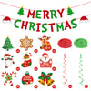 jijAcraft Merry Christmas Banner Xmas Decorations - 38Pcs Hanging Swirl Set, Christmas Decorations Indoor, Christmas Party Decor for Wall, Ceiling, Mantel, Fireplace, Home, Classroom, Office, Party - JiJaCraft.com