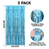 jijAcraft 3 Pack Light Blue Tinsel Foil Fringe Curtain, Party Photo Backdrop, Blue Background for Baby Shower Boy Birthday Ocean Themed Winter Wonderland Wedding Engagement New Year Decorations
