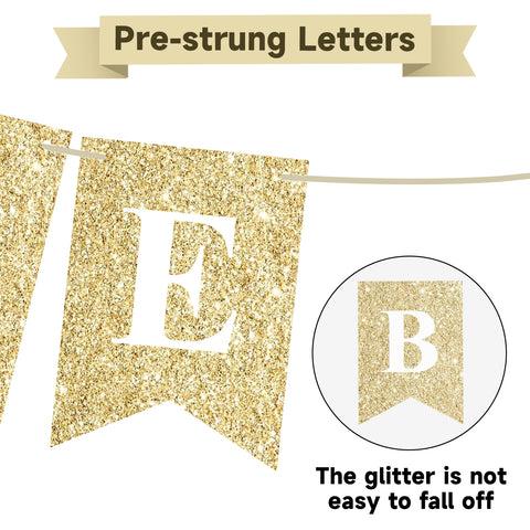 jijAcraft Bride to Be Banner, 9.8Ft Gold Glitter Bridal Shower Decor Banners, No-DIY Bridal Party Paper Decor Banners, Wedding Decor Garland Banner for Bachelorette Sign, Engagement, Reception